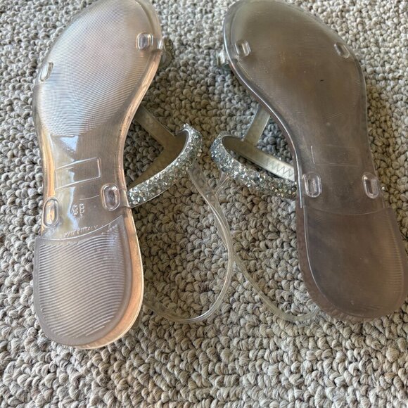 Stuart Weitzman Silver Crystal Strappy Sandals Size 38 Luxury Designer Resort - Picture 7 of 10